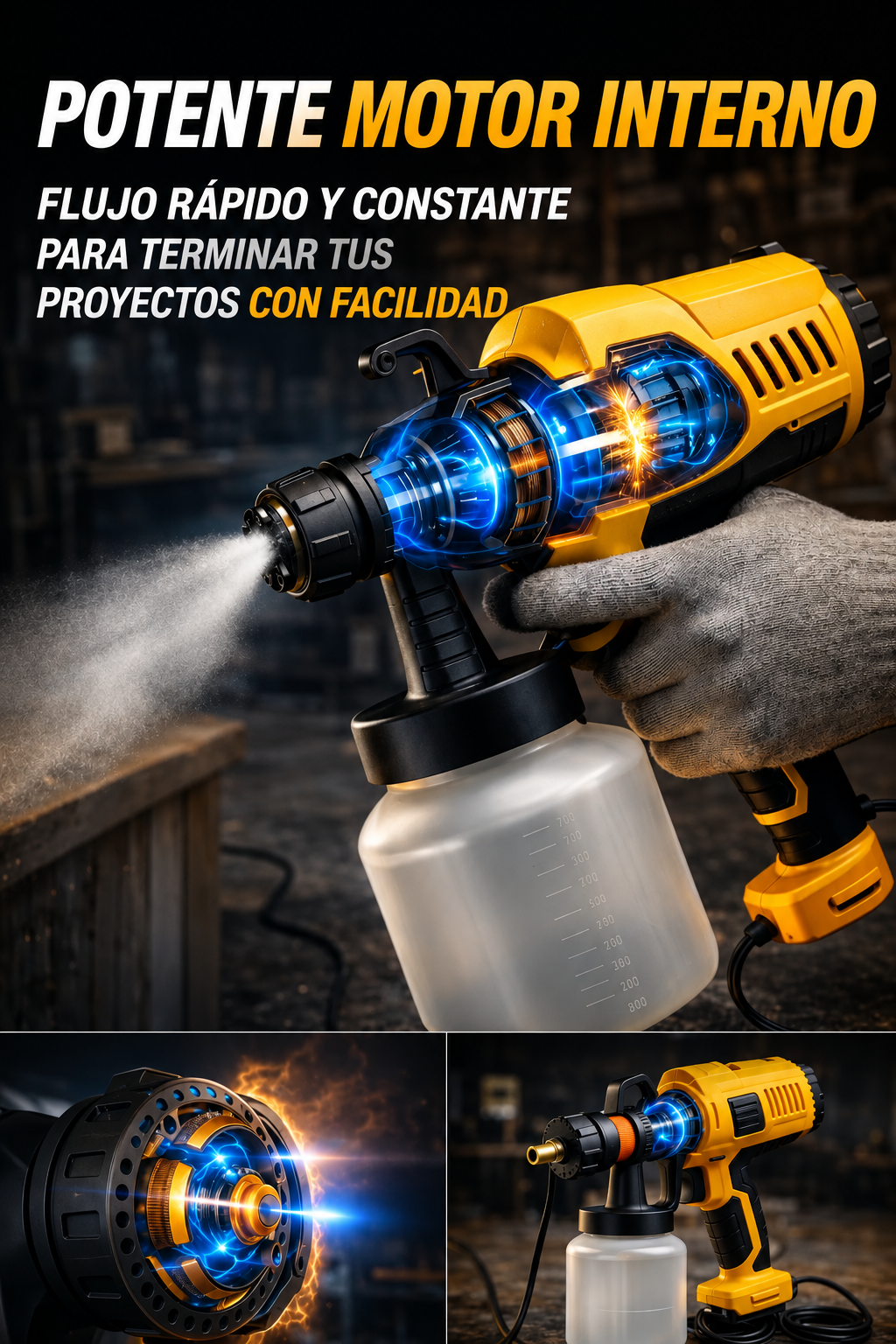 Pistola para pintar eléctrica inalámbrica con doble batería