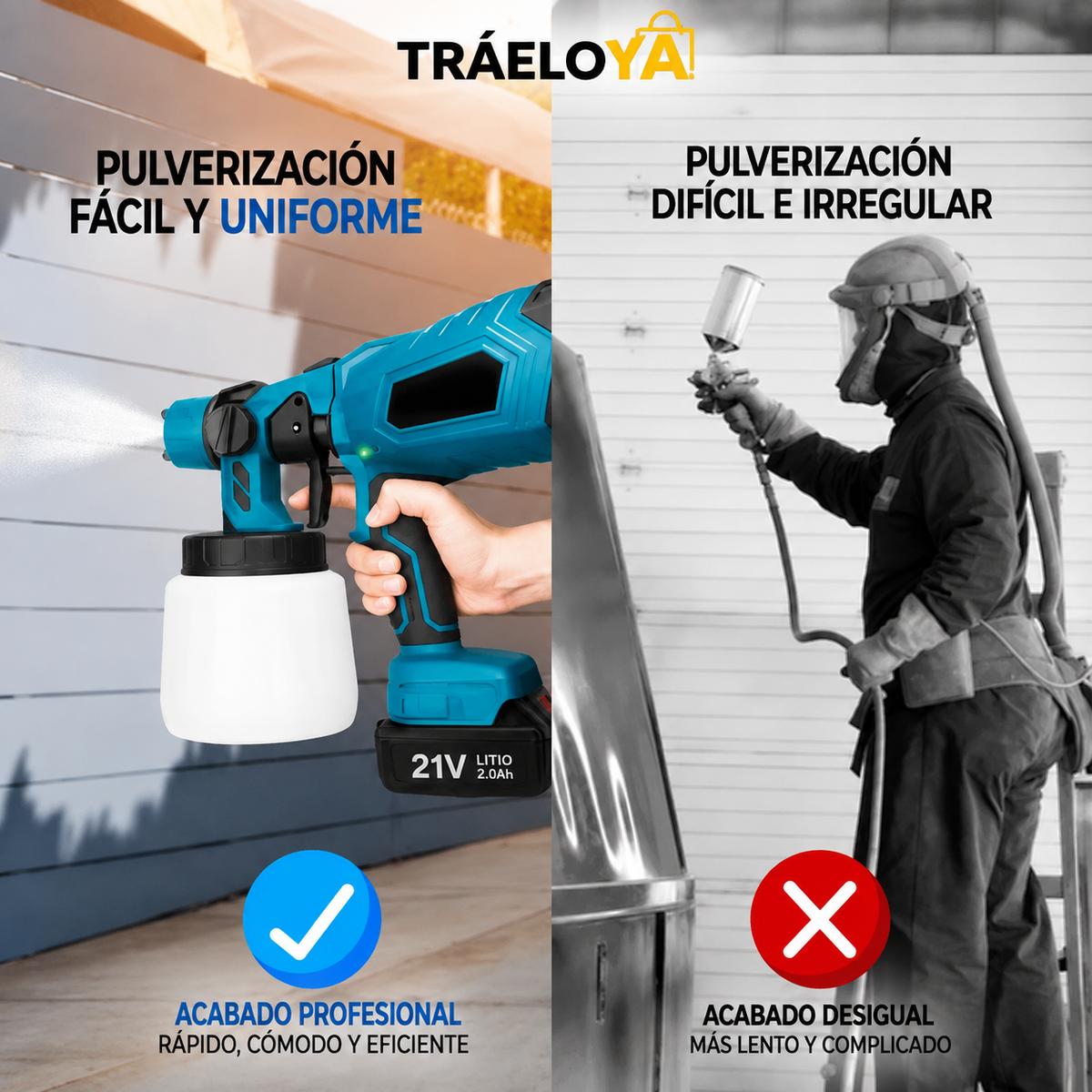 Pistola para pintar eléctrica inalámbrica con doble batería