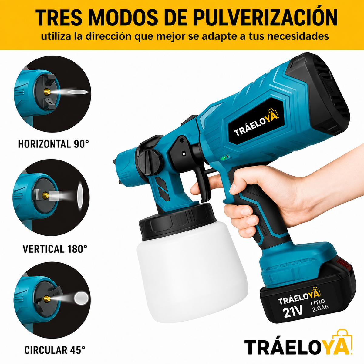 Pistola para pintar eléctrica inalámbrica con doble batería