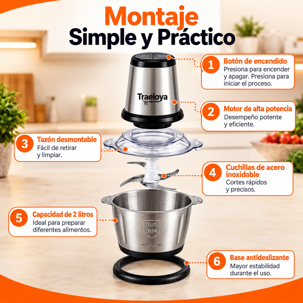 Procesadora de Alimentos  2 Litros 250W