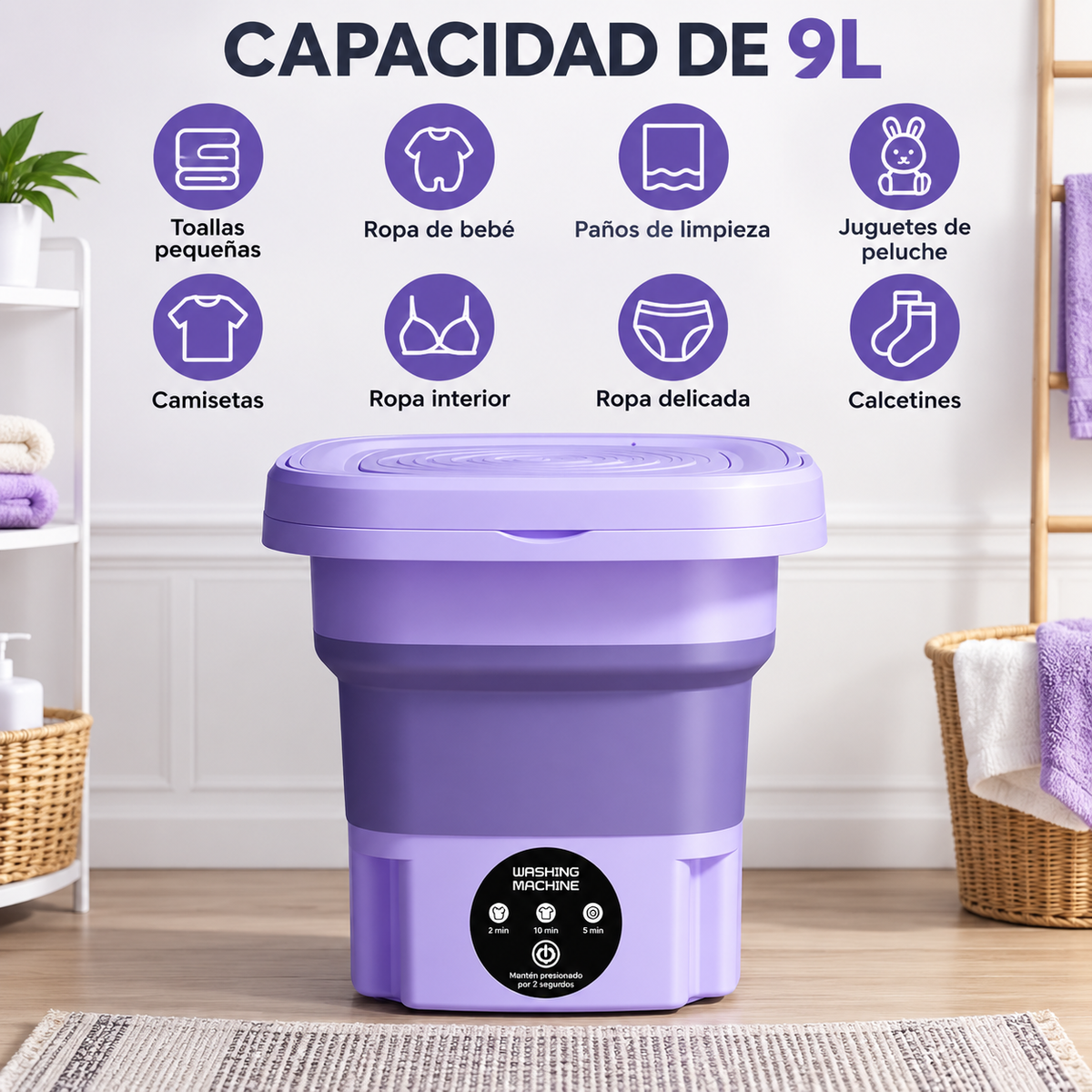 Mini lavadora portátil TurboClean de 9 L